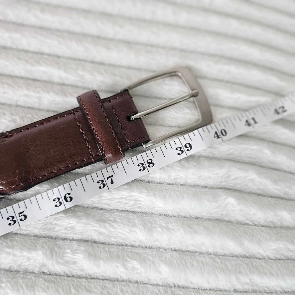 Mens Woven Braided Leather Belt Size 36 Brown Classic Preppy Professional